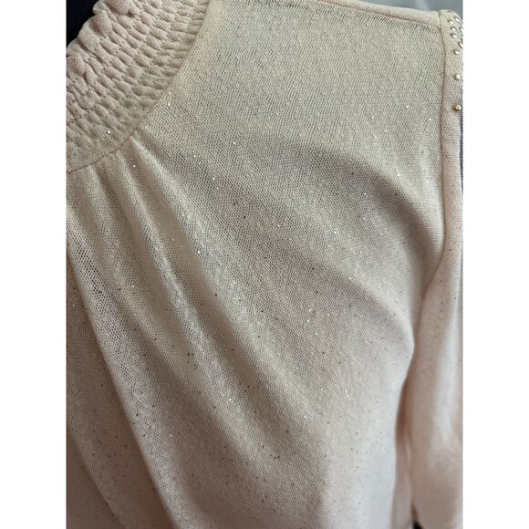 Vintage-Inspired Ember Gold Sparkle Studded Champagne High Neck Blouse M - Picture 3 of 11